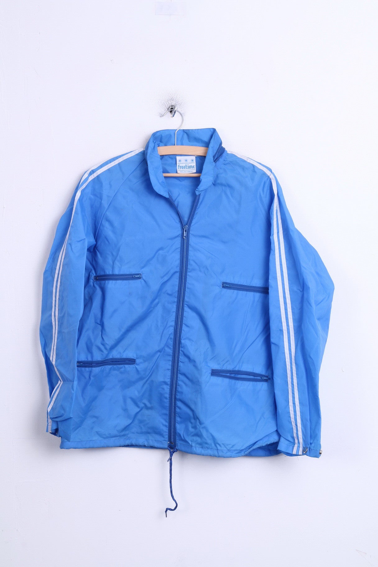 Freetime Mens 48 M Jacket Blue Nylon Waterproof Hood - RetrospectClothes
