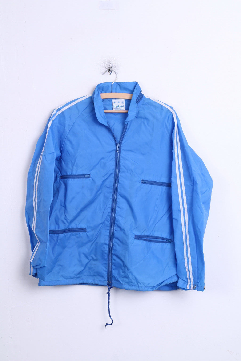 Freetime Mens 48 M Jacket Blue Nylon Waterproof Hood - RetrospectClothes