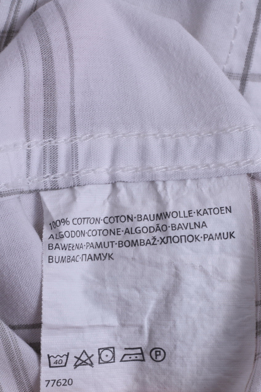 Angelo Litrico C&amp;A Chemise décontractée XL en coton à carreaux à manches courtes Blanc Coupe ajustée