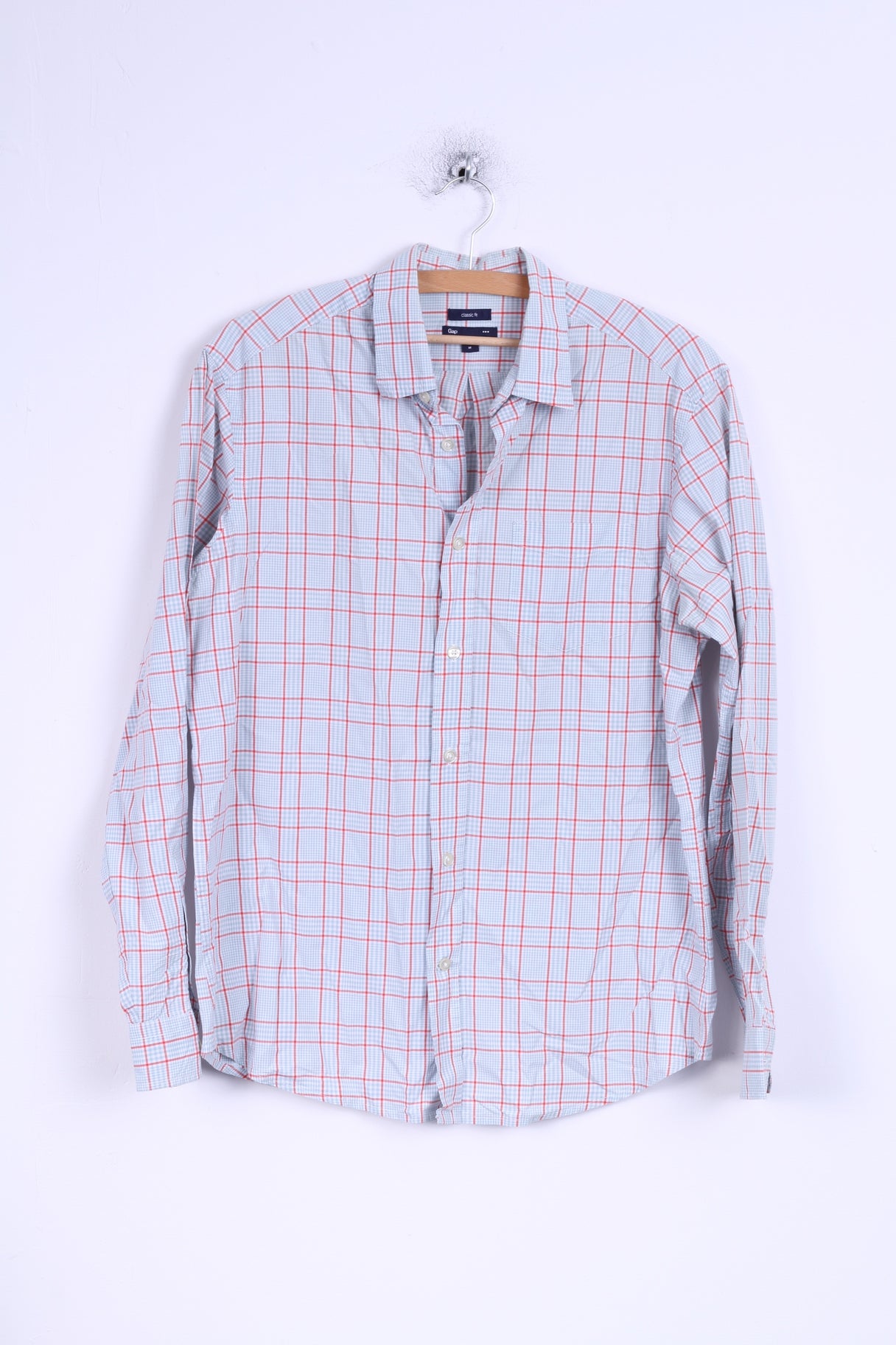 Gap Mens M Casual Shirt Cotton Mint Checkered Long Sleeve