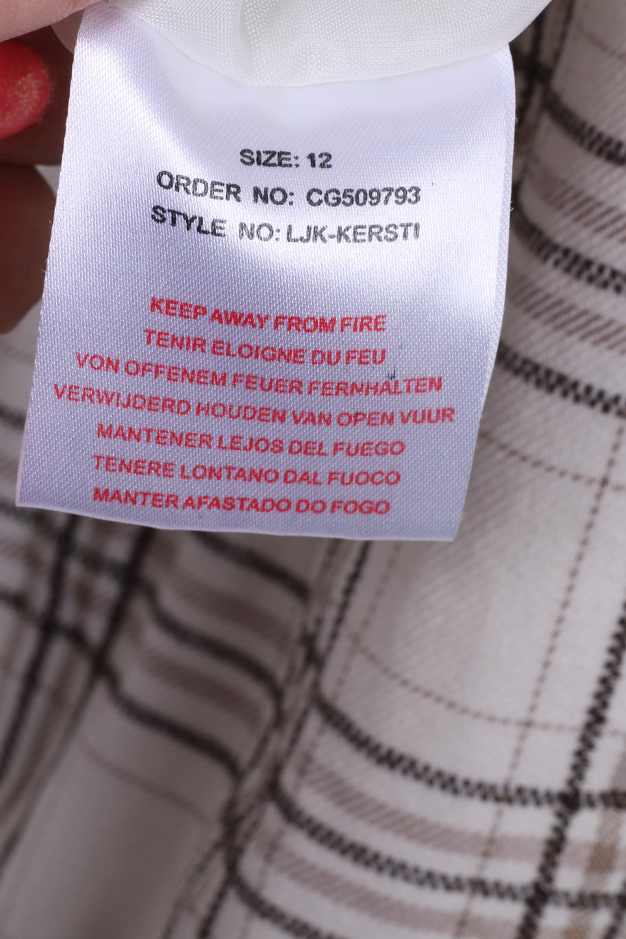 Giacca da donna M 12 38 Bottoni grandi a quadri in cotone monopetto bianco 