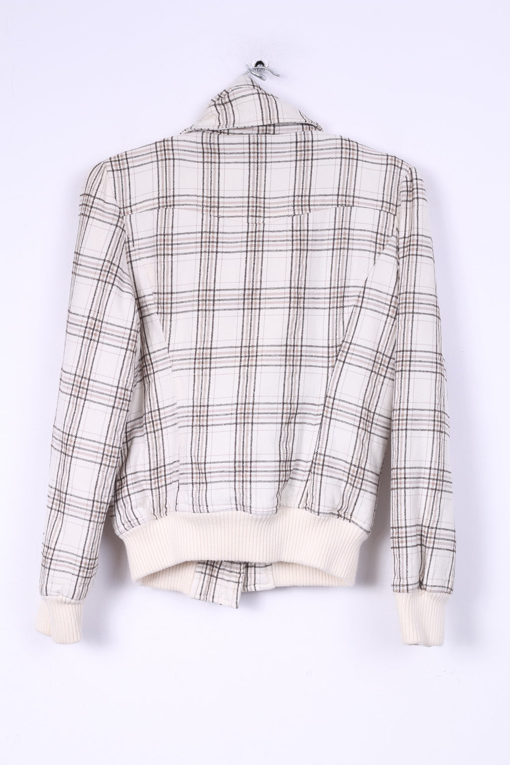 Giacca da donna M 12 38 Bottoni grandi a quadri in cotone monopetto bianco 