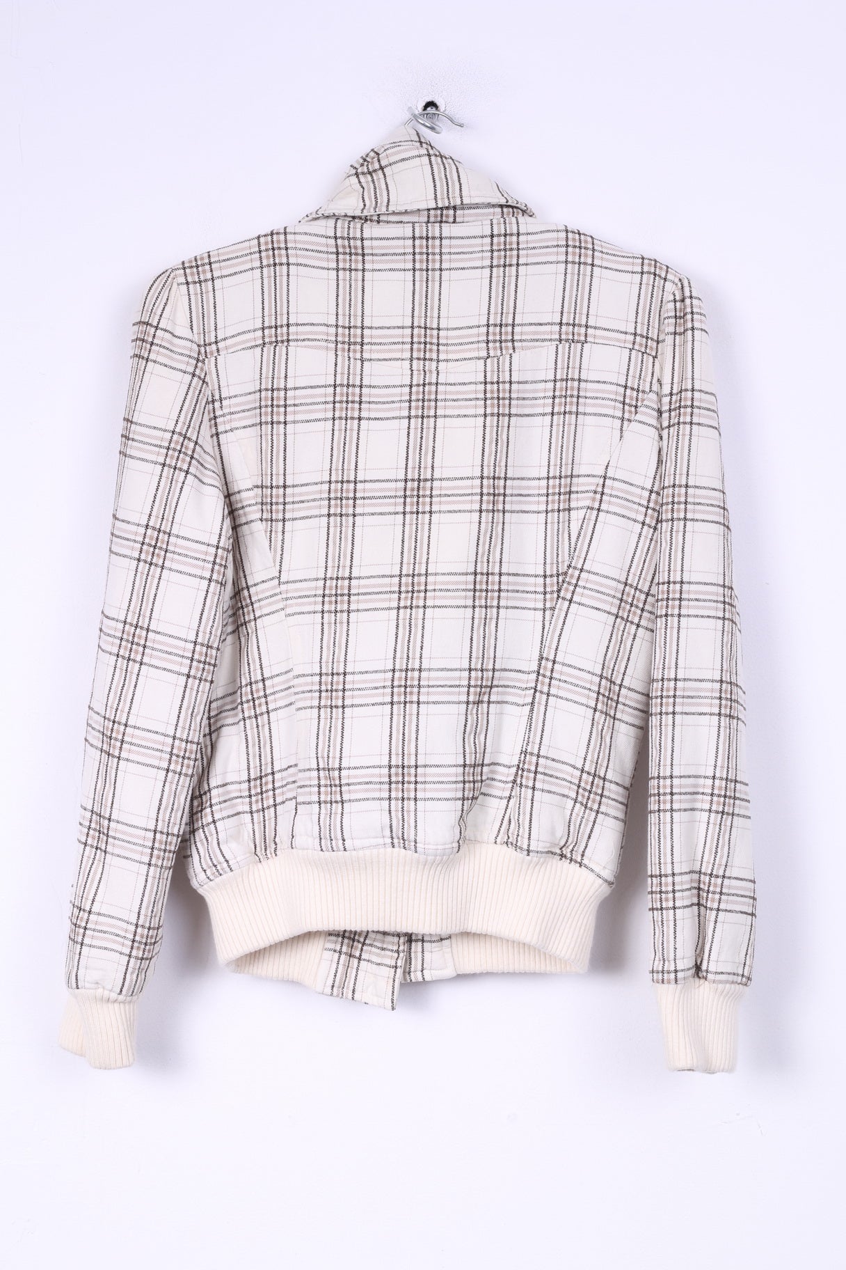Giacca da donna M 12 38 Bottoni grandi a quadri in cotone monopetto bianco 