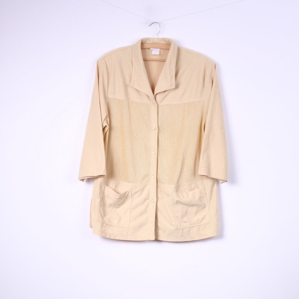 C.h.i.c.c. Womens 2XL Blouse Buttons Front Vintage Yellow Pocket Top