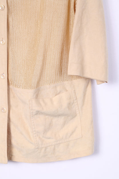Camicetta da donna 2XL Chicc con bottoni sul davanti, tasca gialla vintage 