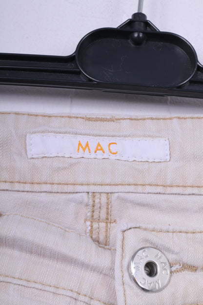 Pantaloni Mac Jeans Donna 40 W 30 Cotone Beige Melanie Magic Cotton 