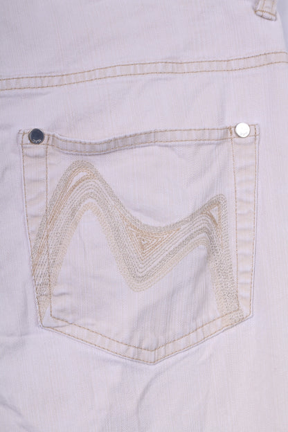 Pantaloni Mac Jeans Donna 40 W 30 Cotone Beige Melanie Magic Cotton 