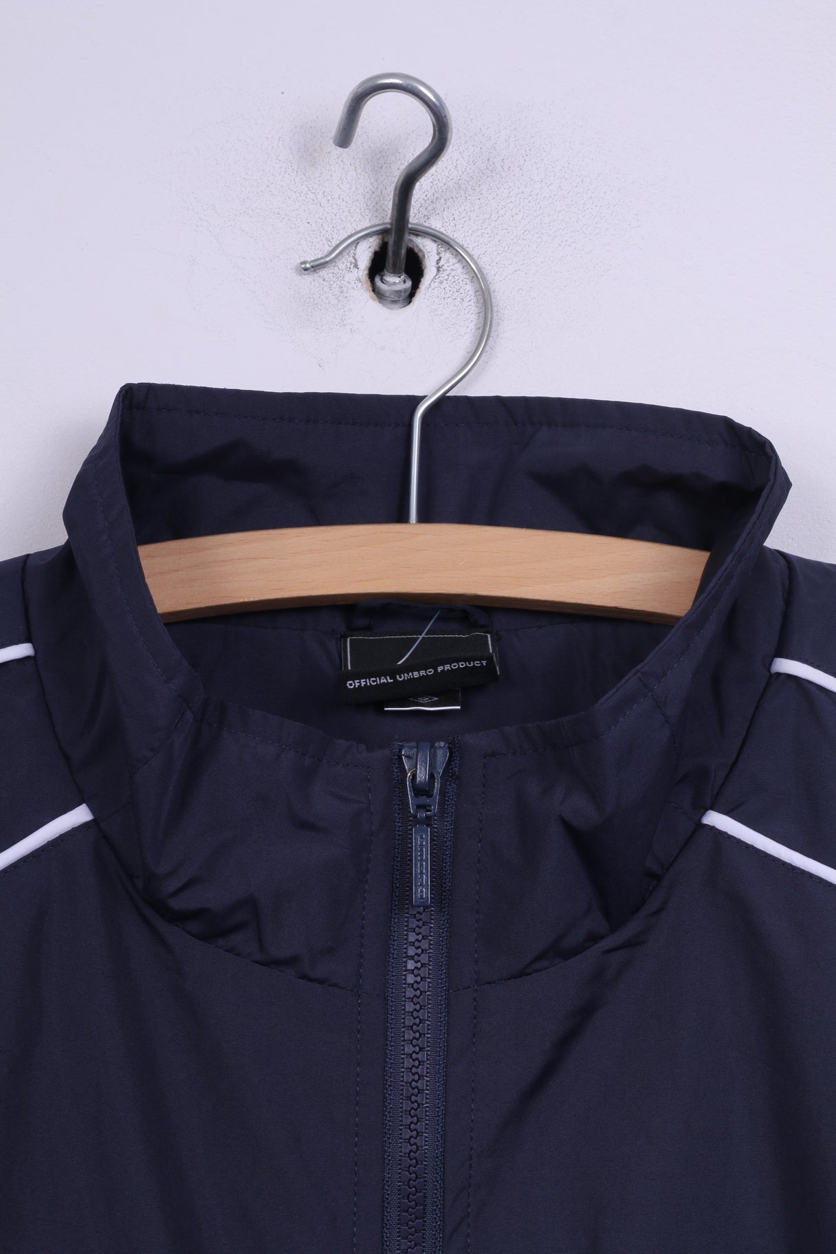 Giacca Umbro da uomo L, top sportivo da calcio leggero con cerniera blu scuro 