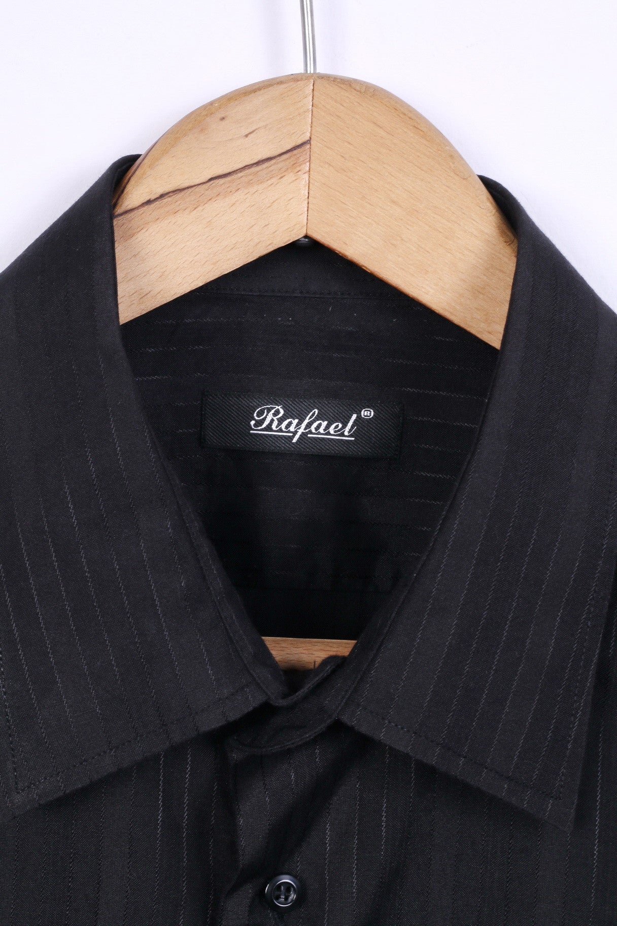 Camicia casual da uomo Rafael 44 XL a maniche lunghe in cotone a righe nere