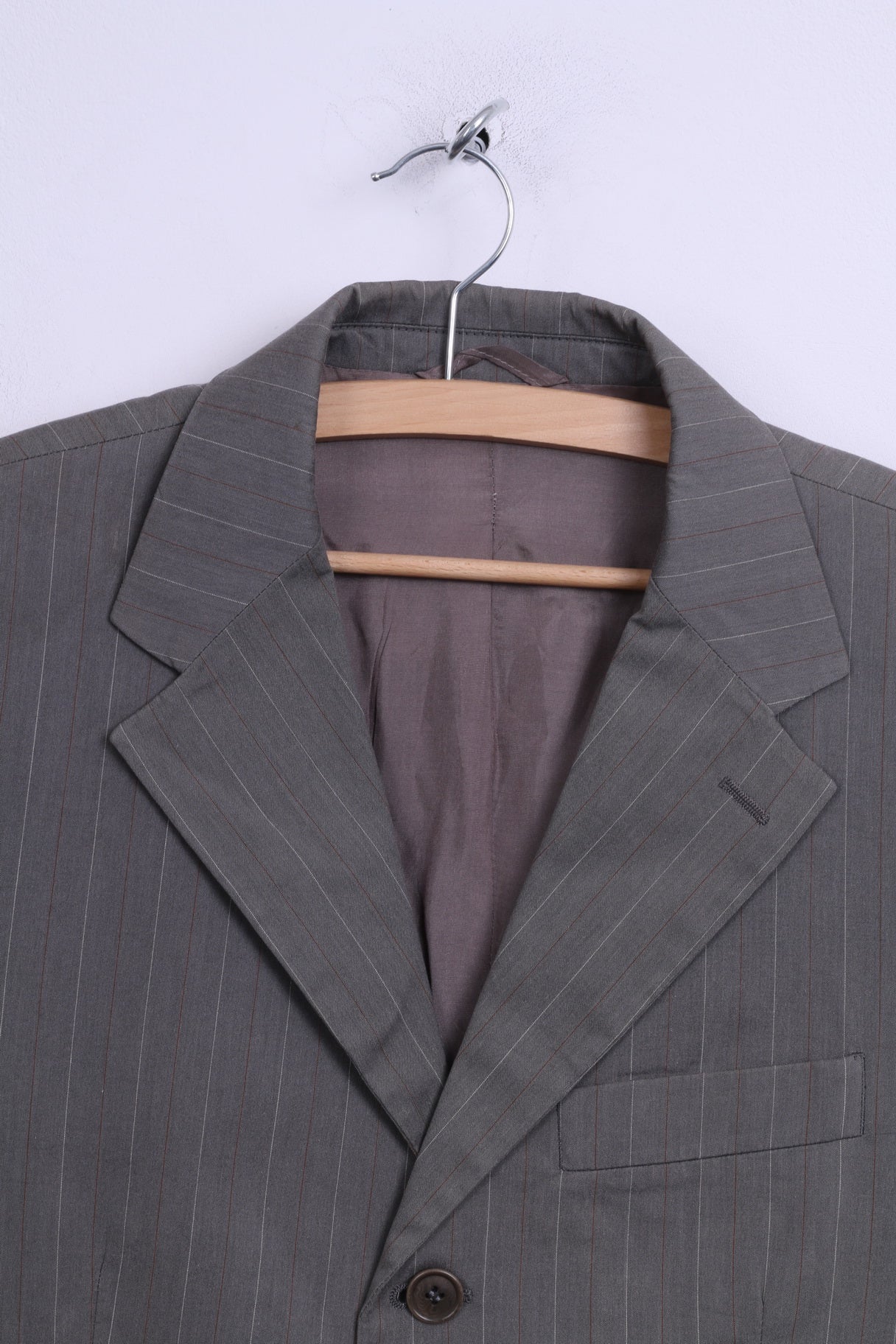 United Colors Of Benetton Giacca monopetto in cotone a righe grigio chiaro da uomo 48 S