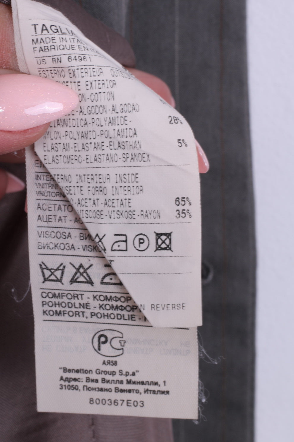 United Colors Of Benetton Giacca monopetto in cotone a righe grigio chiaro da uomo 48 S