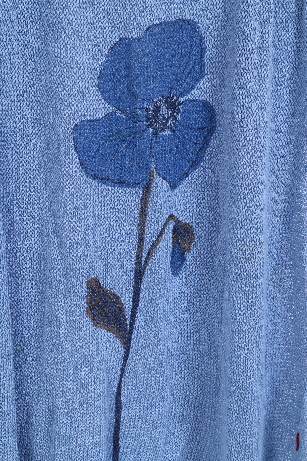 Jackpot Womens M Sweater Blue Linen Cotton Blend Flower