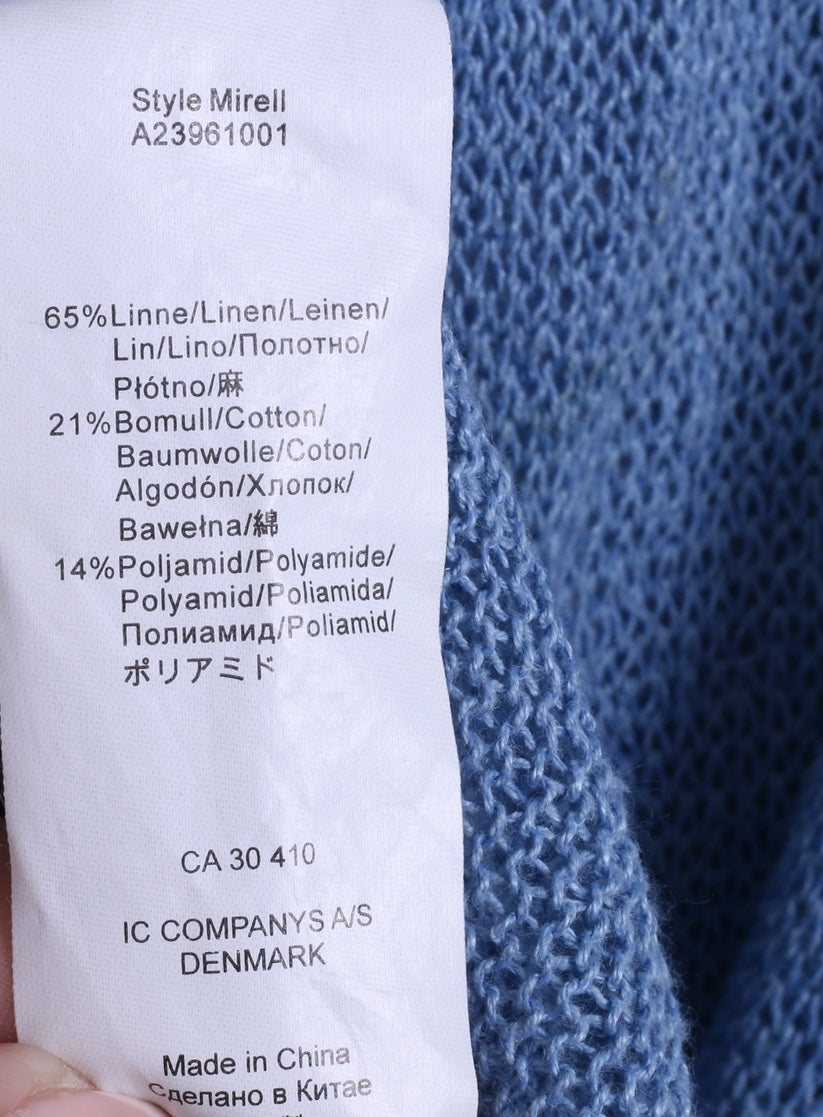 Jackpot Femme M Pull Bleu Lin Coton Mélangé Fleur