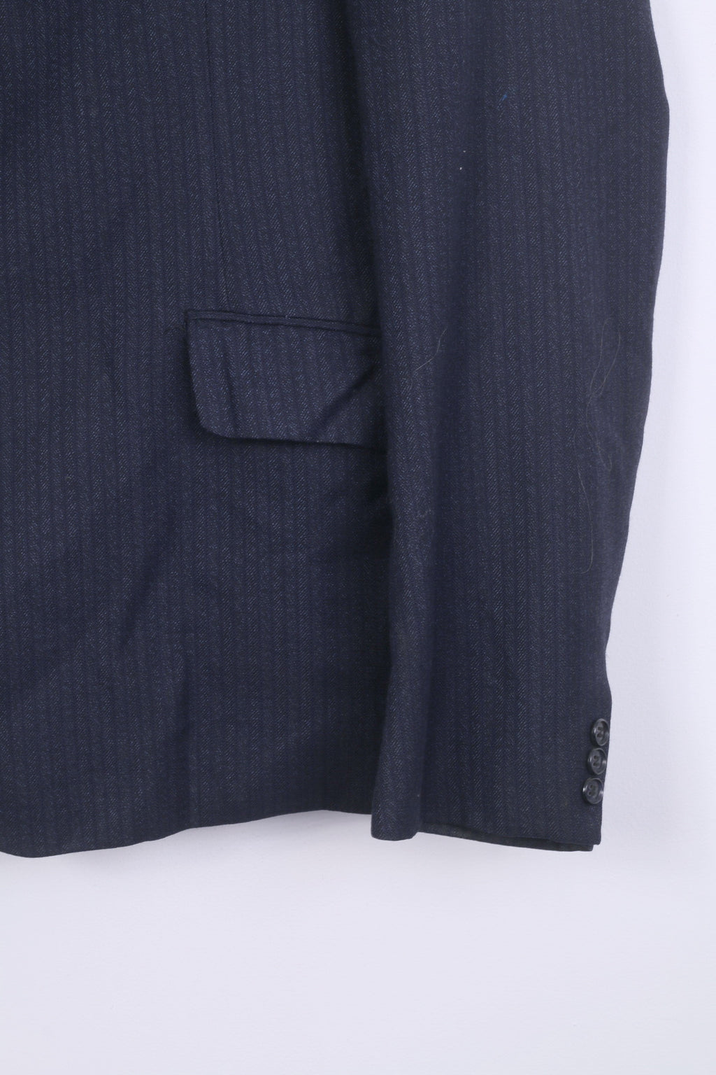 dc for John Collier Mens 54 XL Blazer Navy Striped Wool Single Breasted Vintage Jacket