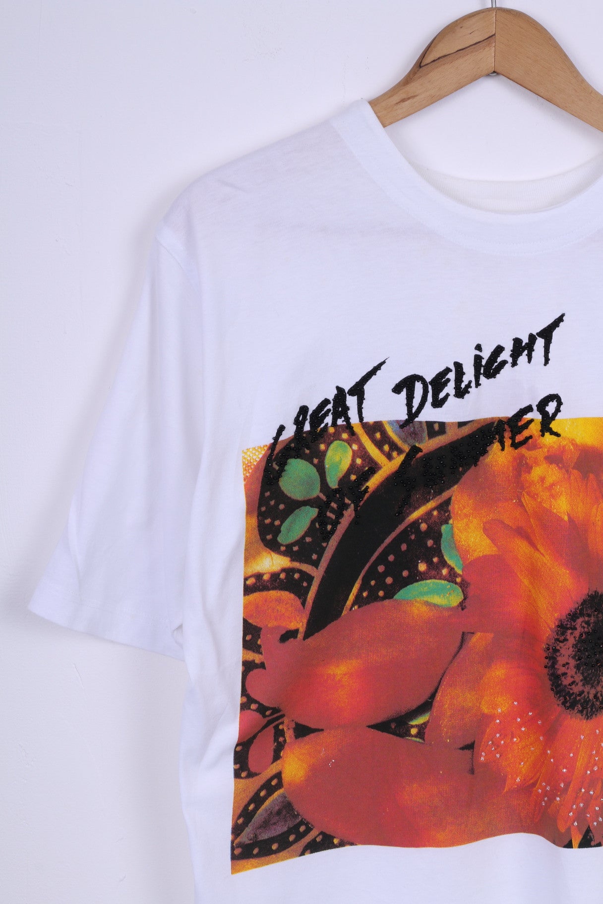 Coralina Corelli Womens 42 L T-Shirt White Cotton GraphicFlower