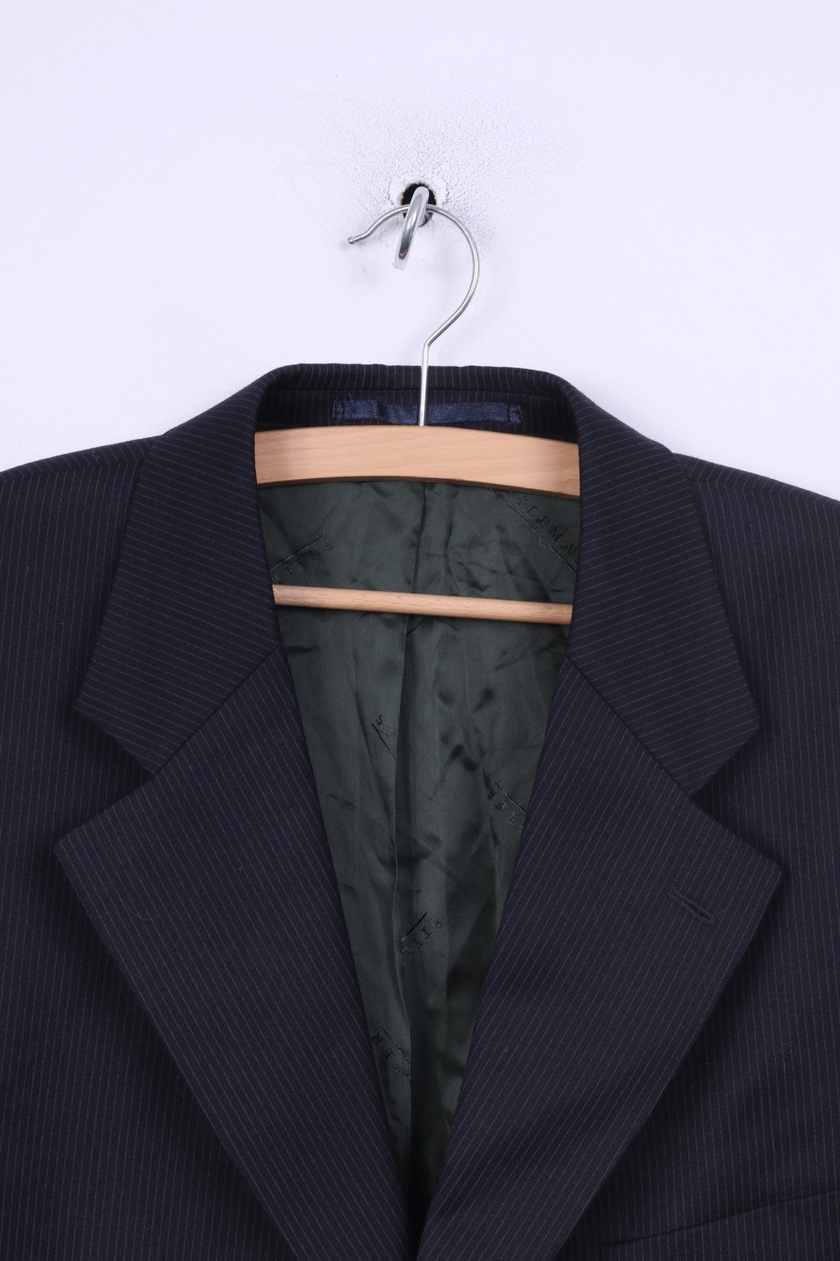 Stylemaster Mens 52 XL Blazer Single Breasted Striped Navy Wool