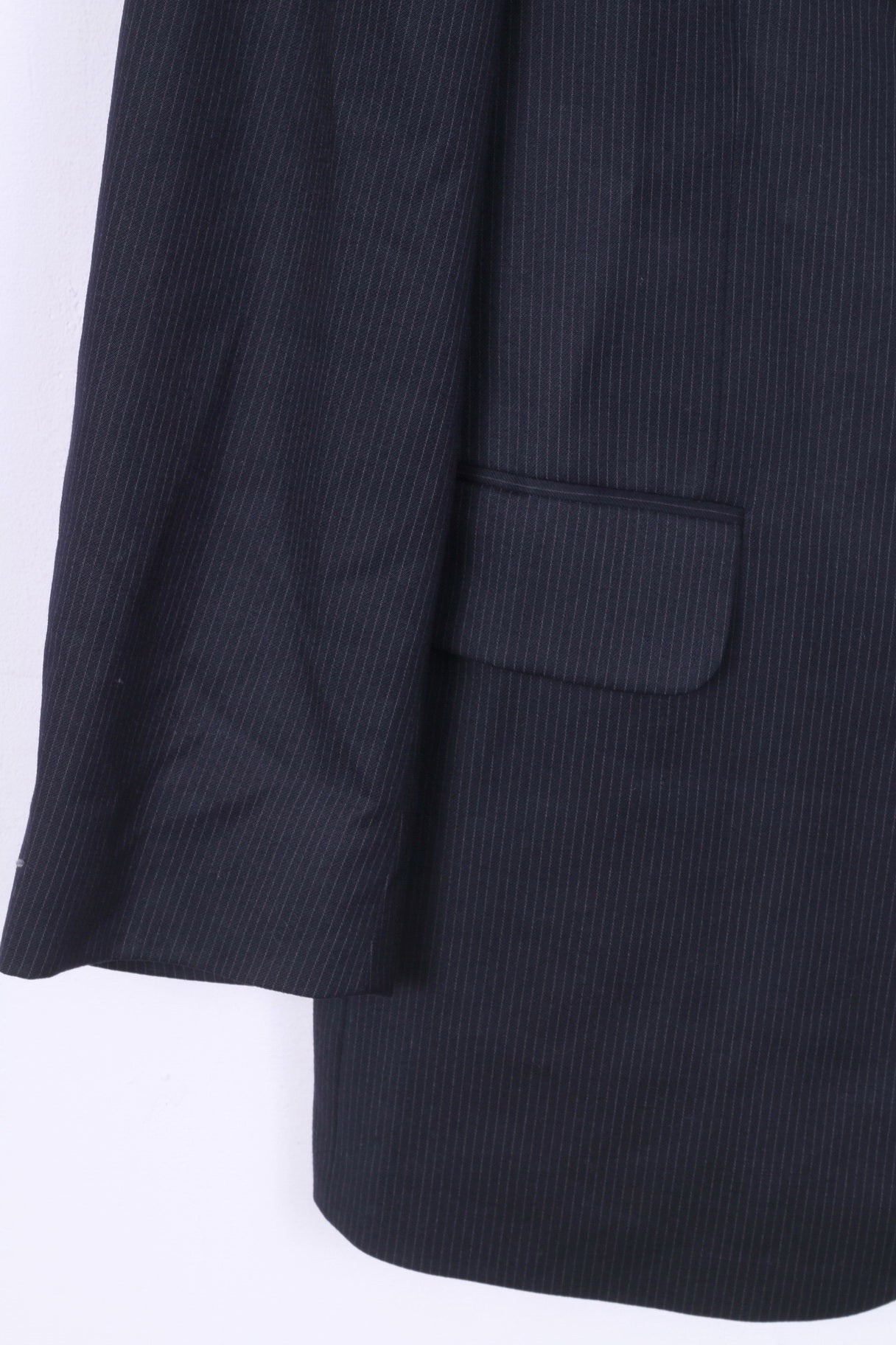 Stylemaster Mens 52 XL Blazer Single Breasted Striped Navy Wool