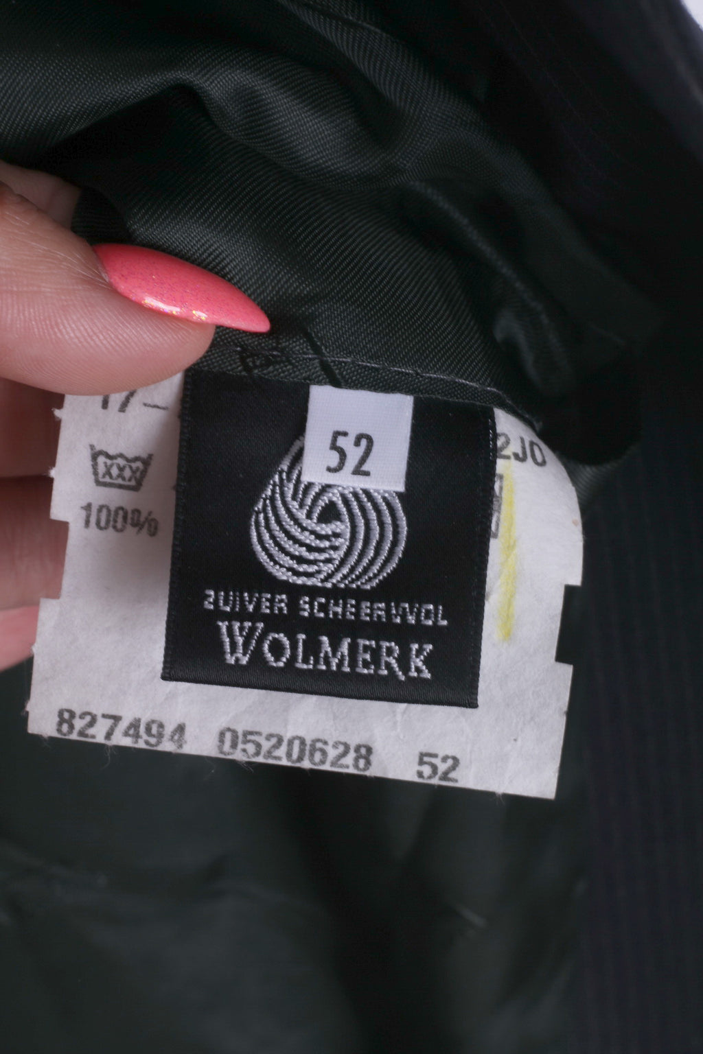 Stylemaster Mens 52 XL Blazer Single Breasted Striped Navy Wool