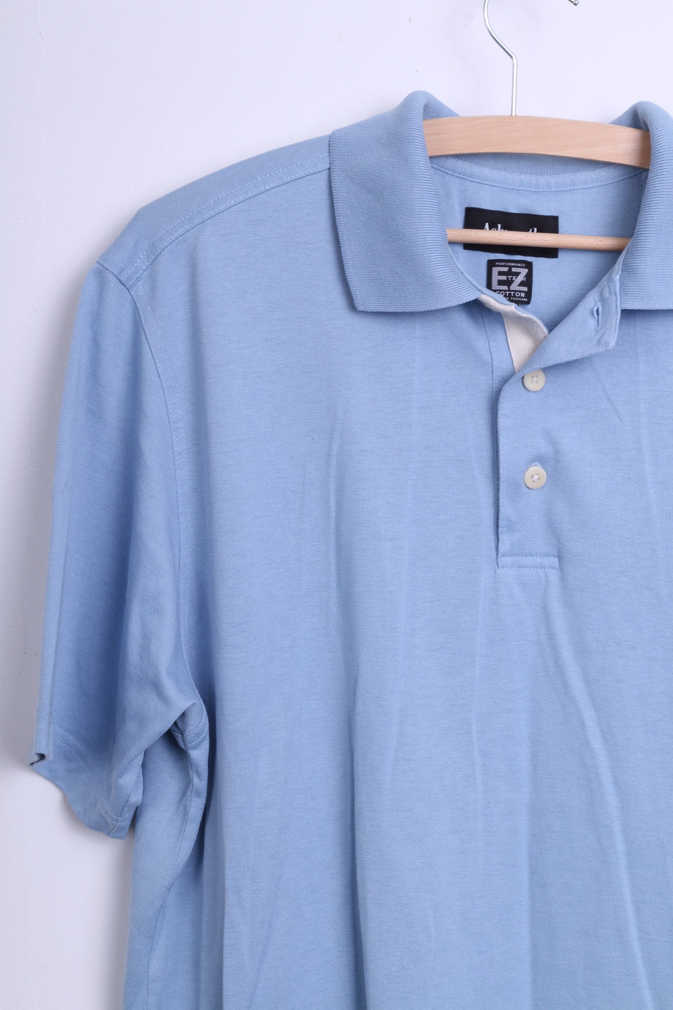 Ashworth Mens M Polo Shirt Classic Cotton Blue Performance Tech - RetrospectClothes