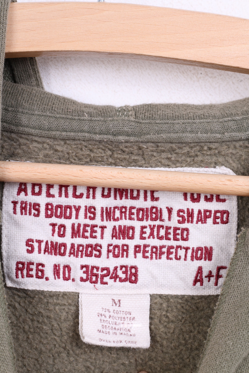 Abercrombie 1892 Femme M Sweatshirt Jumper Hood Kaki Coton