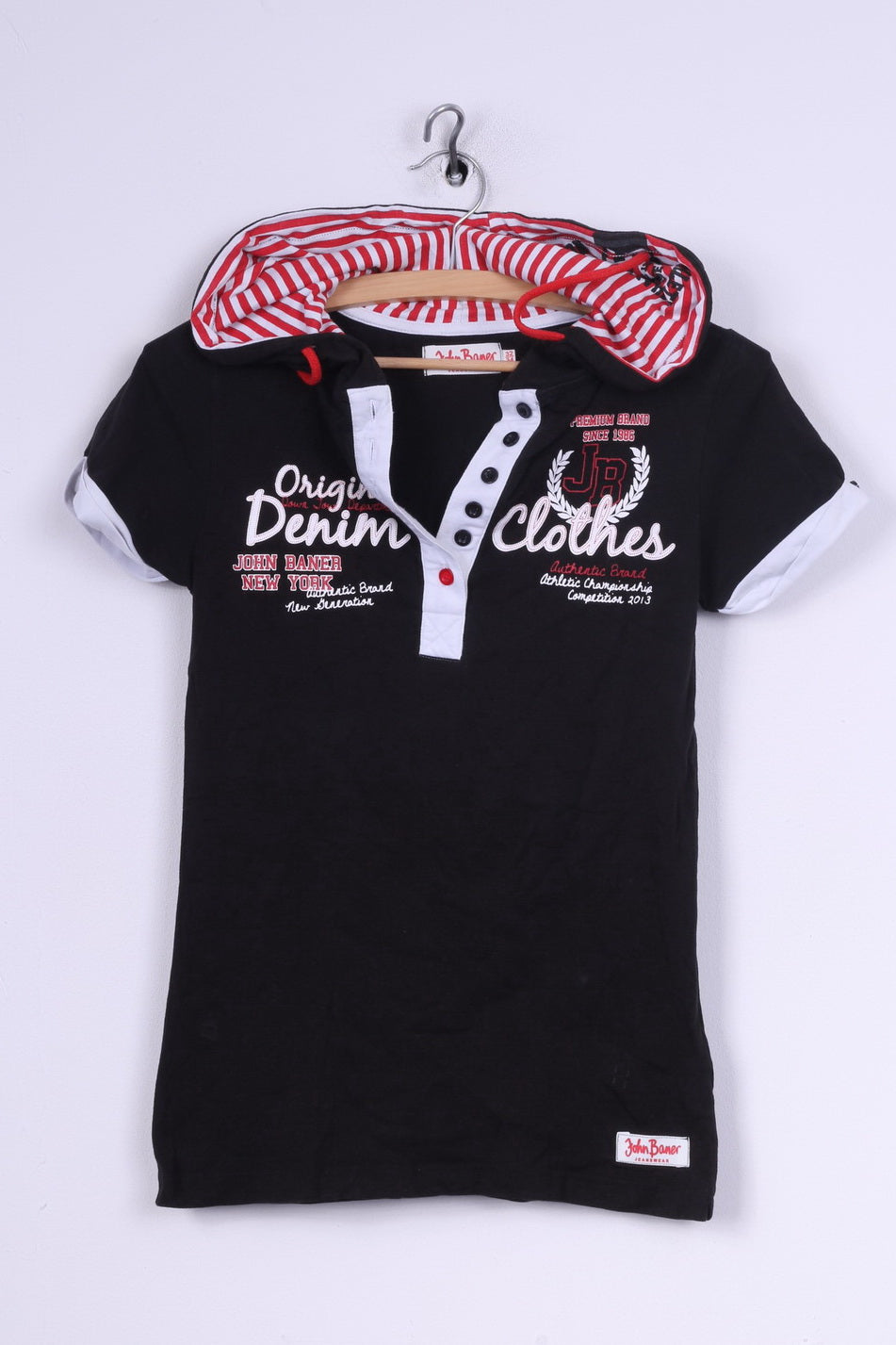 Camicia John Baner da donna 32/34 XS Top in cotone nero con cappuccio 