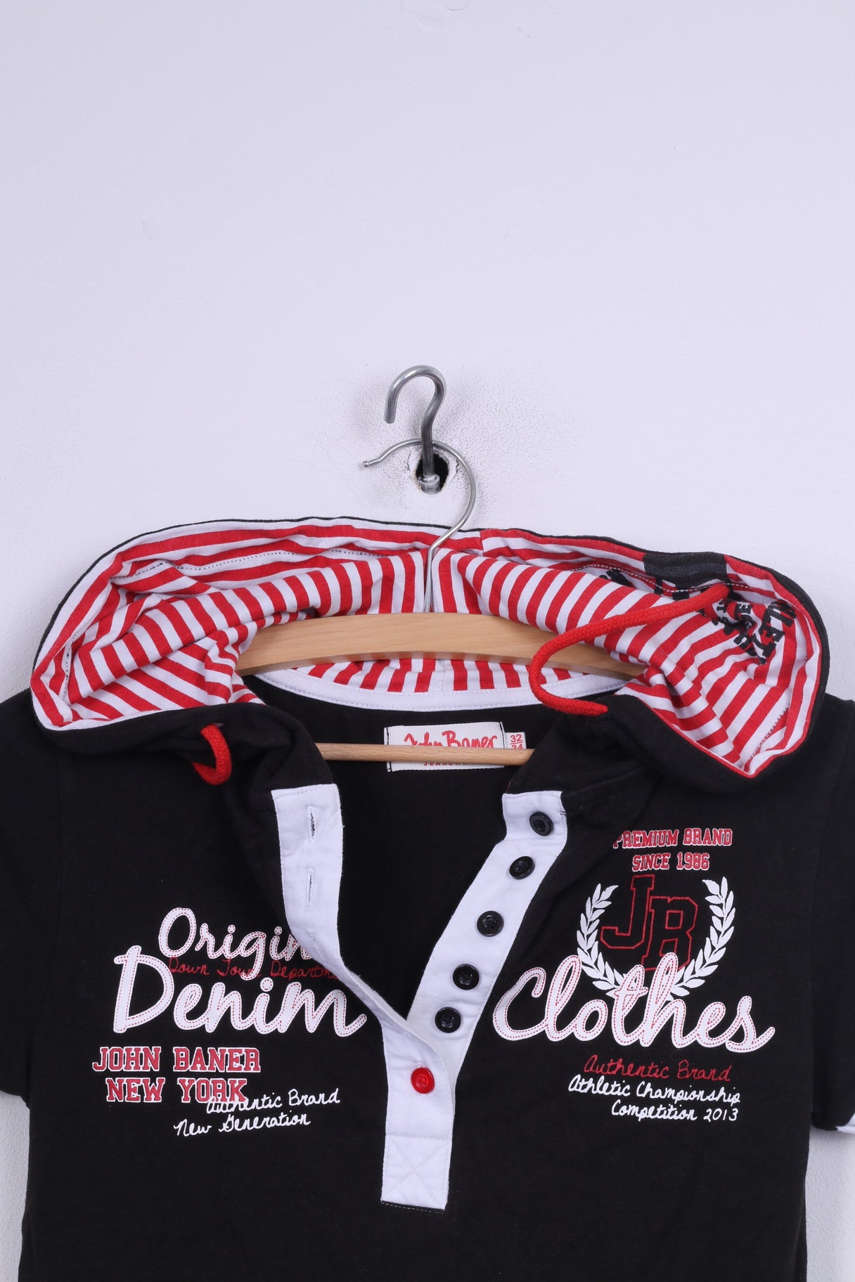 Camicia John Baner da donna 32/34 XS Top in cotone nero con cappuccio 