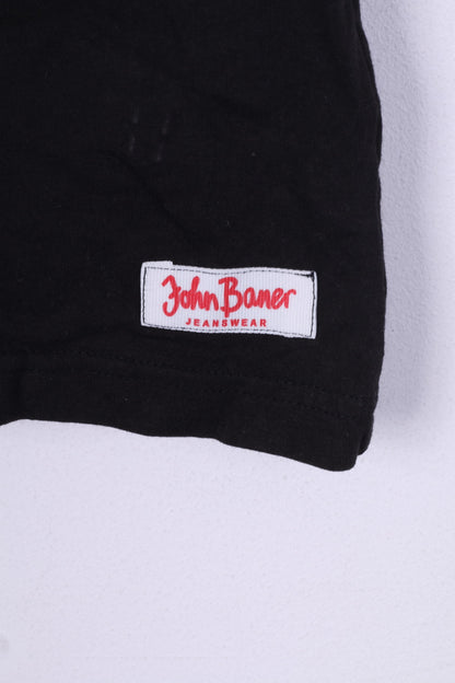 John Baner Womens 32/34 XS Shirt Black Cotton Stertch Hooded Top