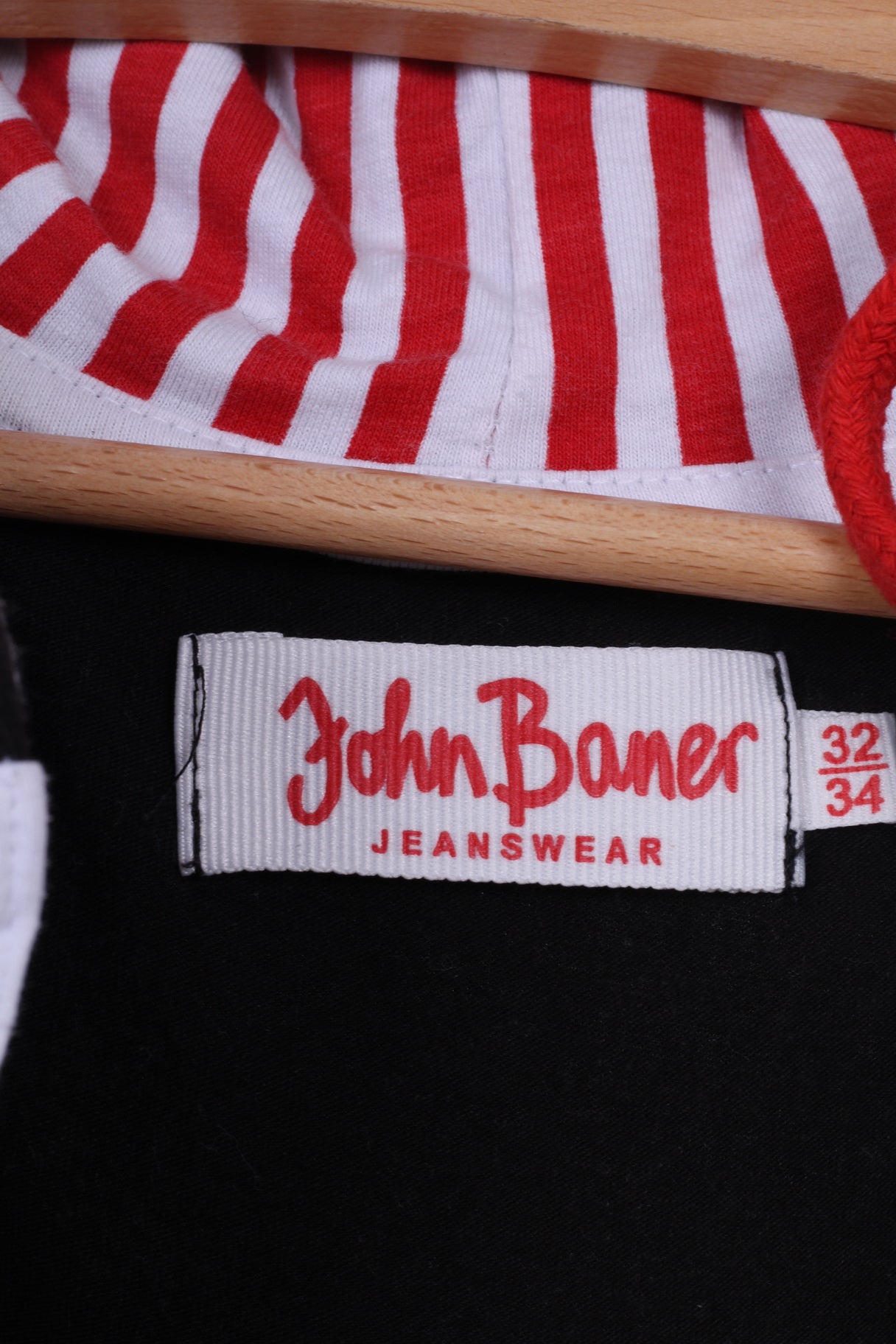 John Baner Chemise à capuche en coton noir pour femme 32/34 XS 