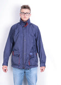 Champion Mens M Jacket Parka Outdoor Hood Navy Blue Full Zipper Waterproof - RetrospectClothes