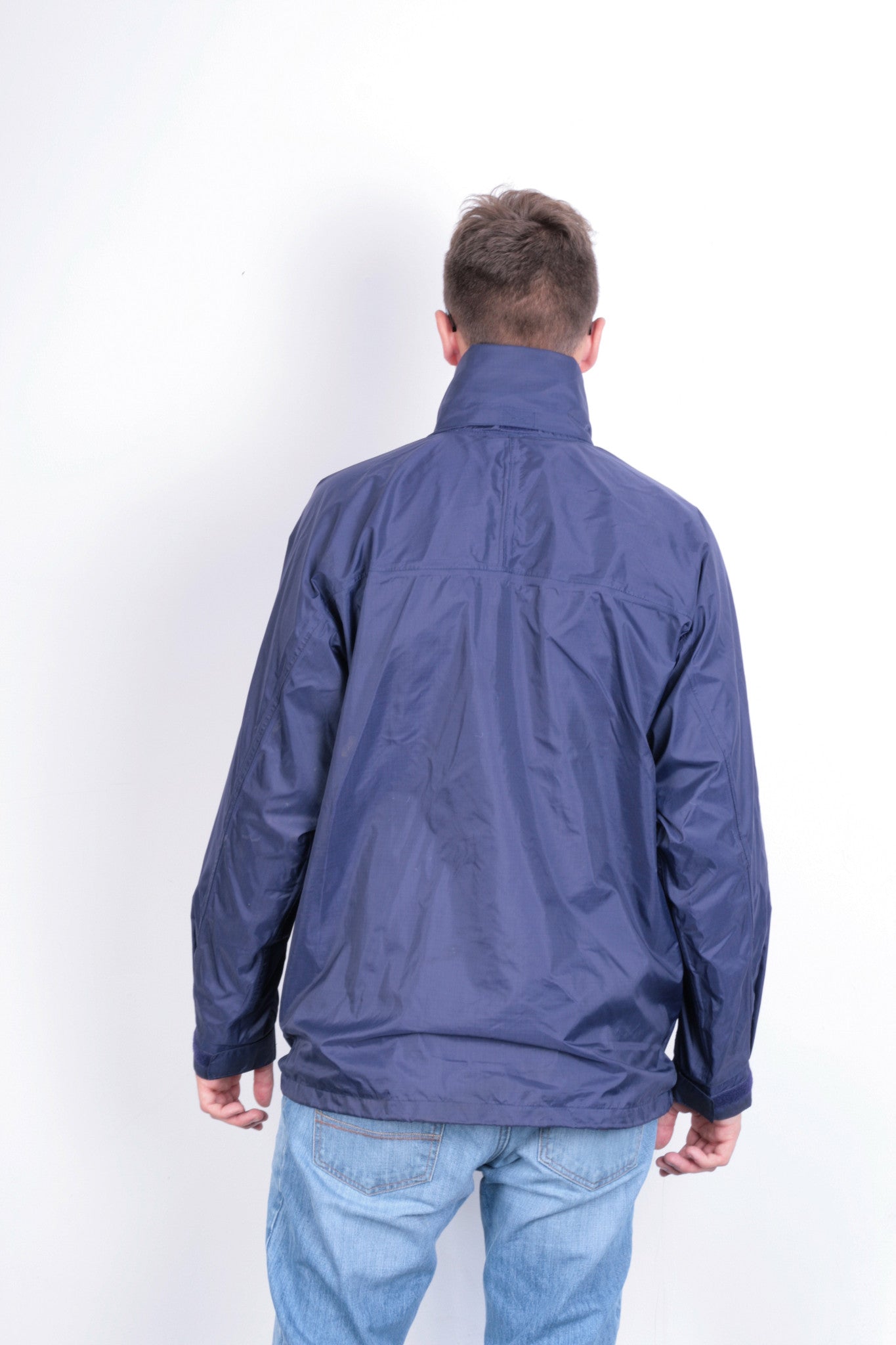 Champion Mens M Jacket Parka Outdoor Hood Navy Blue Full Zipper Waterproof - RetrospectClothes