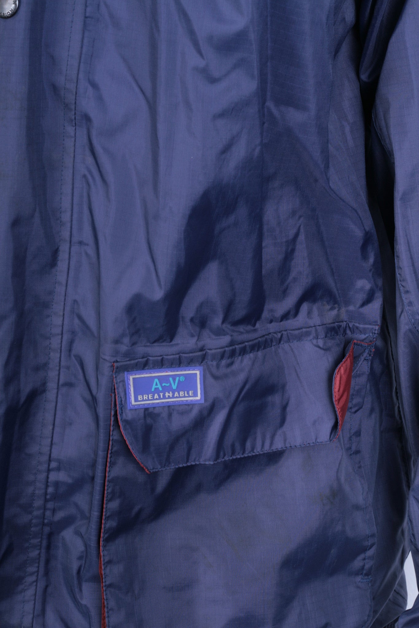 Champion Mens M Jacket Parka Outdoor Hood Navy Blue Full Zipper Waterproof - RetrospectClothes