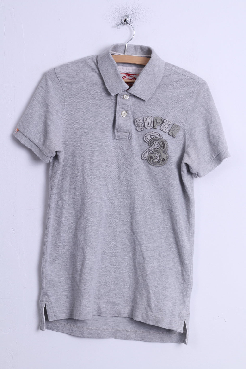 Superdry Polo S Homme Gris Coton Boutons Détaillés Japon Ajusté