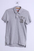 Superdry Mens S Polo Shirt Grey Cotton Detailed Buttons Japan Fitted