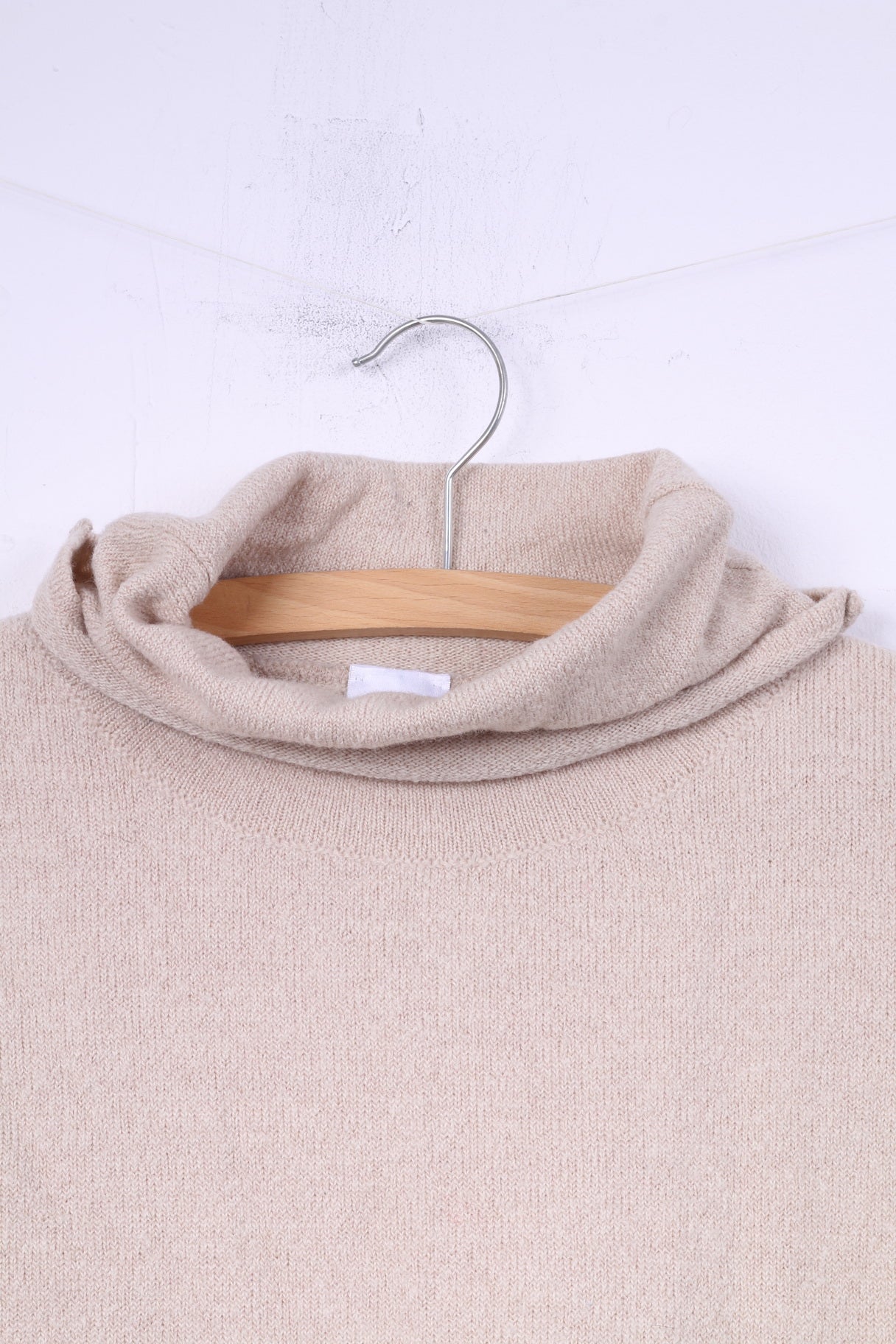 Ulla Popken Women XL Jumper Turtle Neck Beige Merino Wool Acrylic Pocket Top