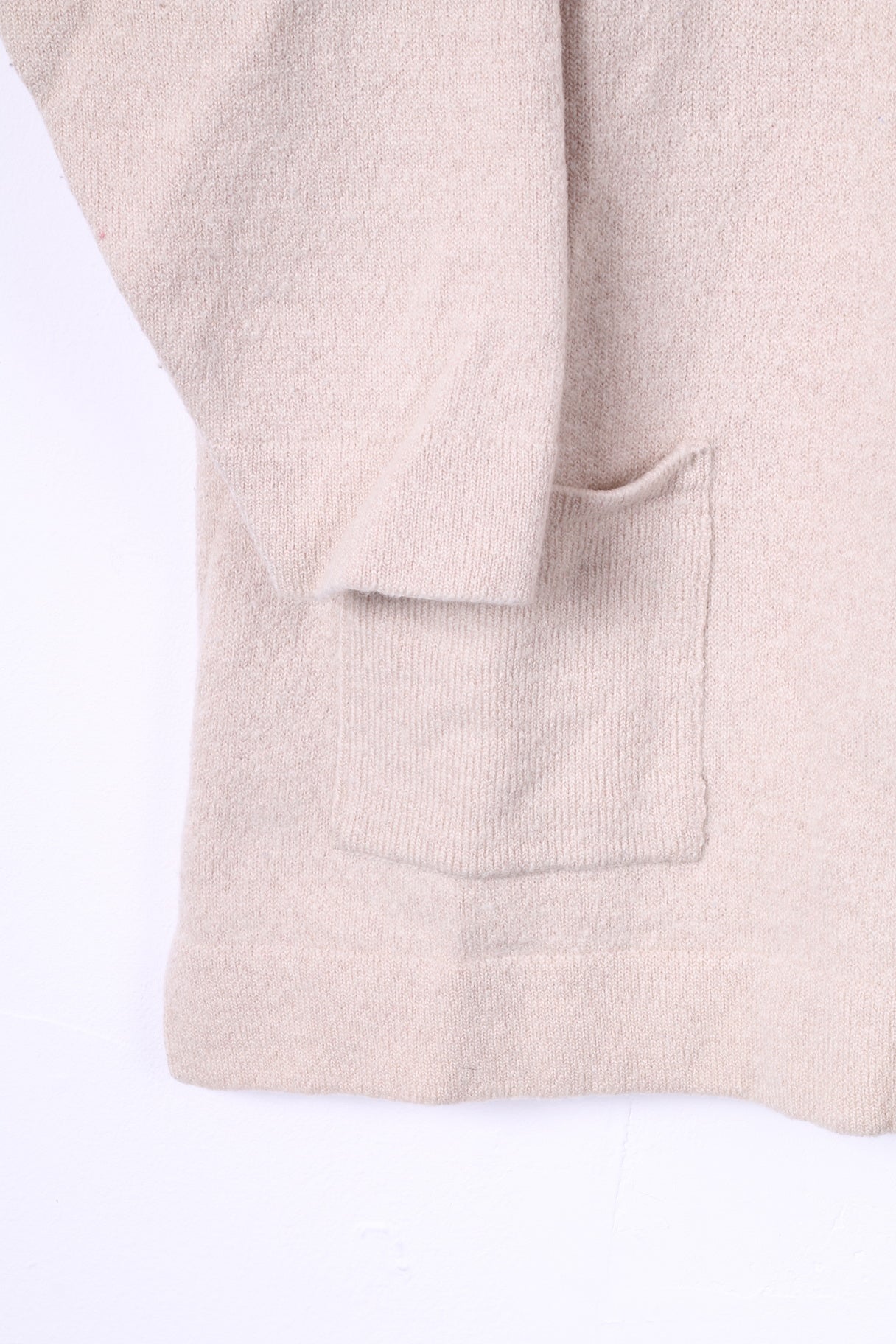 Ulla Popken Women XL Jumper Turtle Neck Beige Merino Wool Acrylic Pocket Top