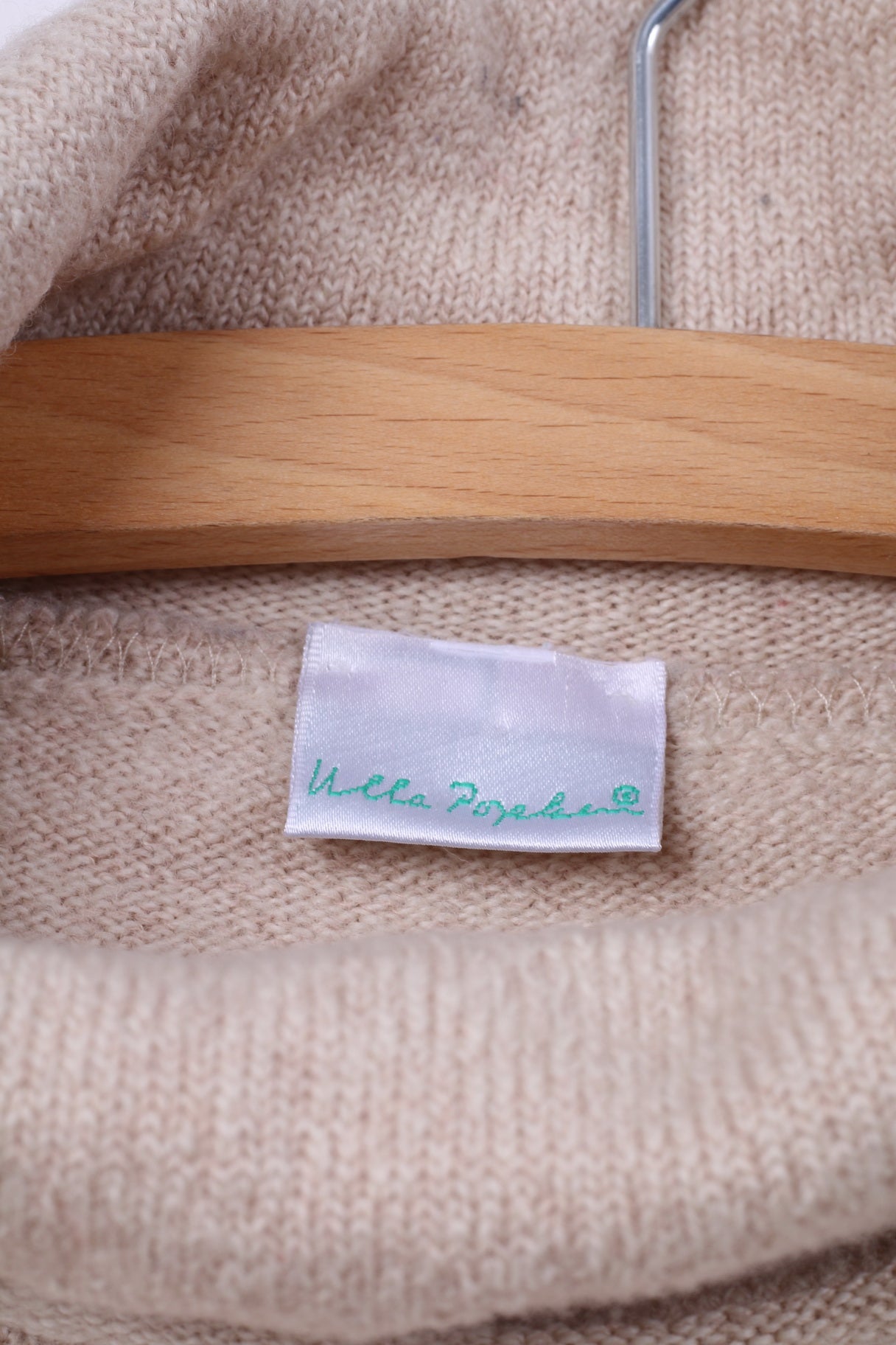 Ulla Popken Women XL Jumper Turtle Neck Beige Merino Wool Acrylic Pocket Top
