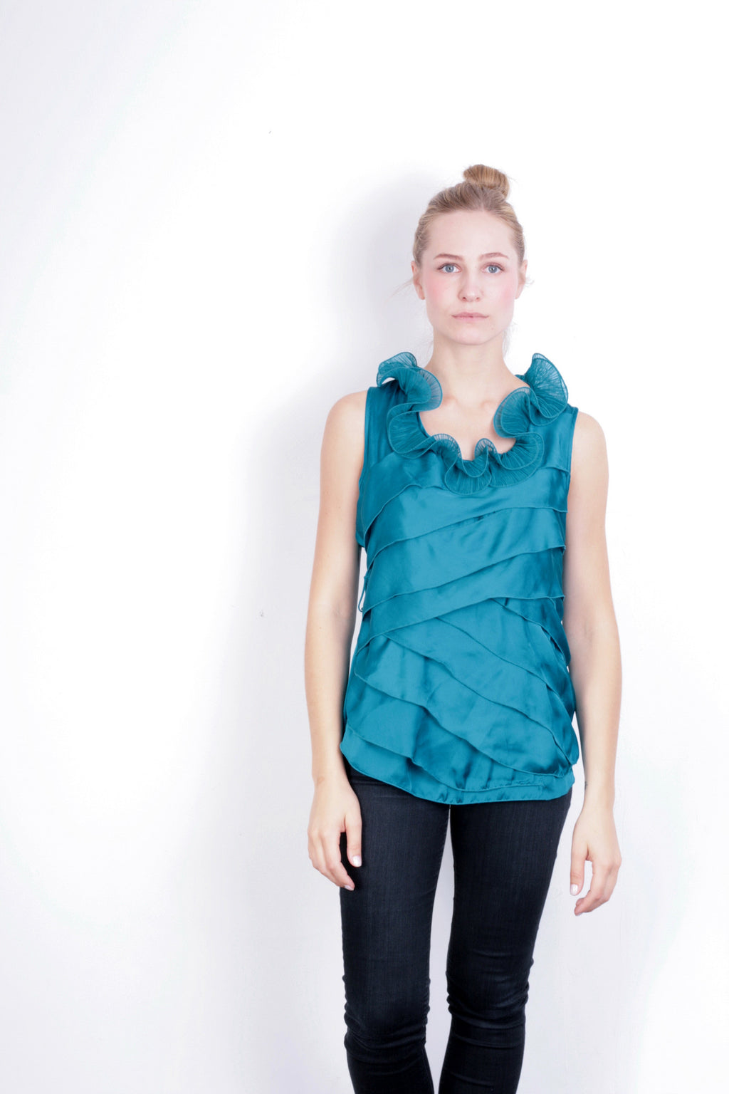 Rinascimento Women's XL Shirt Flounce Top Sleeveless Retro - RetrospectClothes