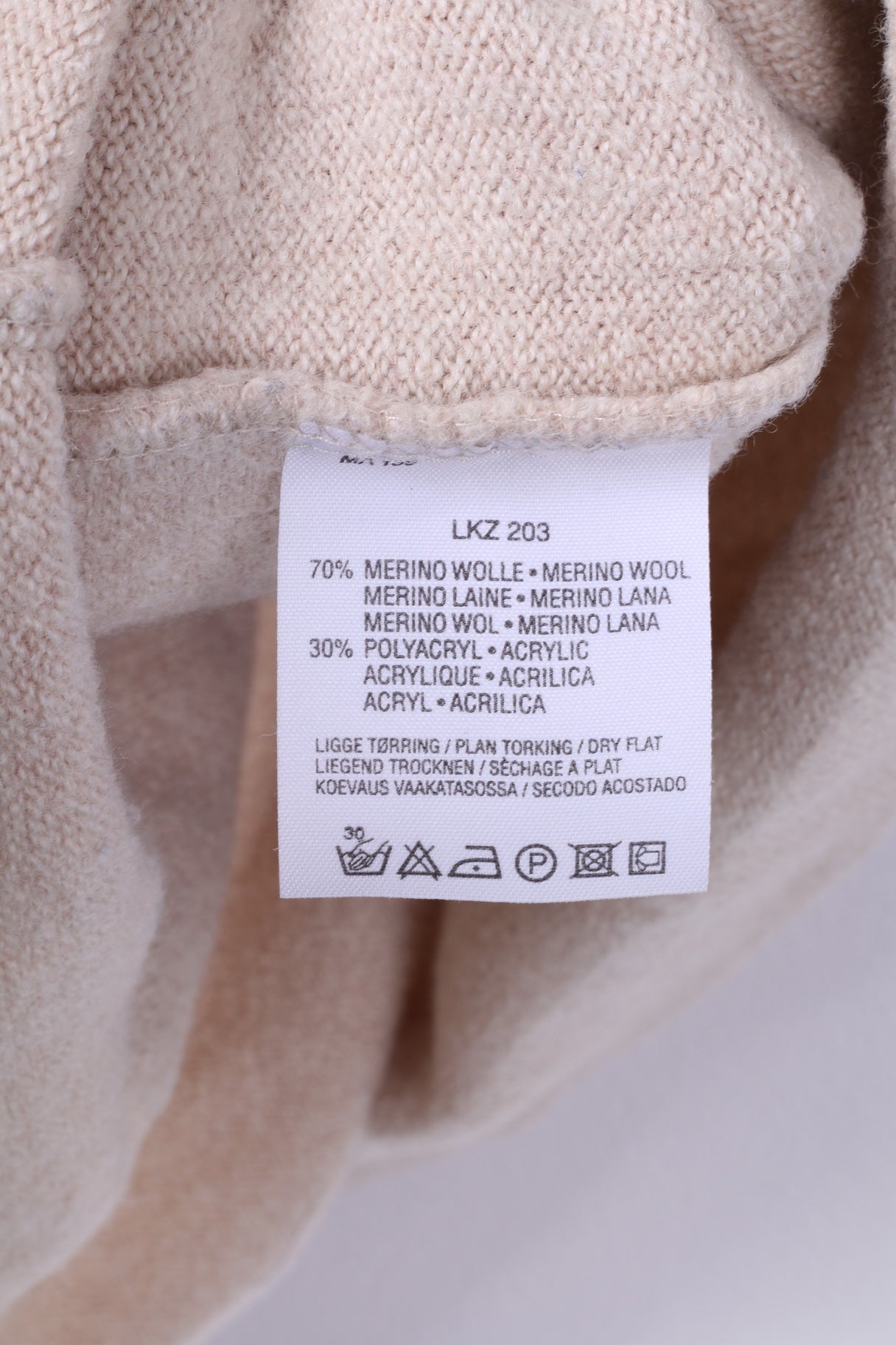 Ulla Popken Women XL Jumper Turtle Neck Beige Merino Wool Acrylic Pocket Top