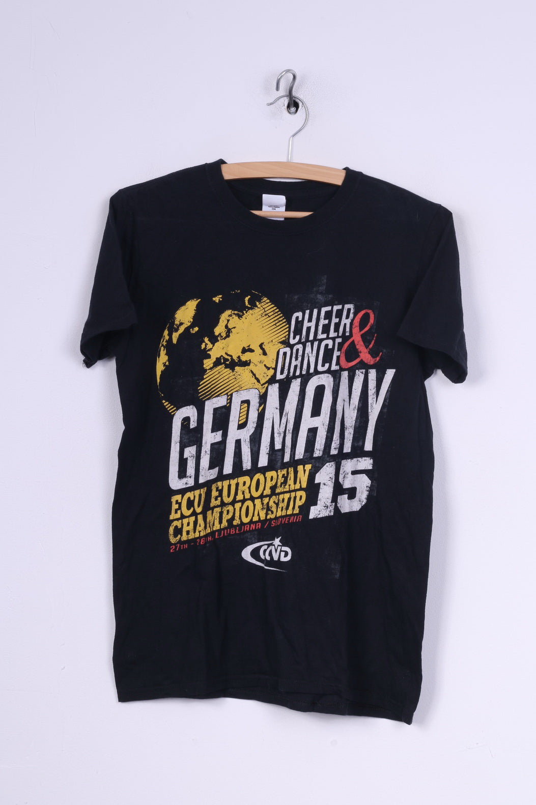 T-shirt da uomo Gildan S in cotone nero con grafica Cheer &amp; Dance Germany Top 