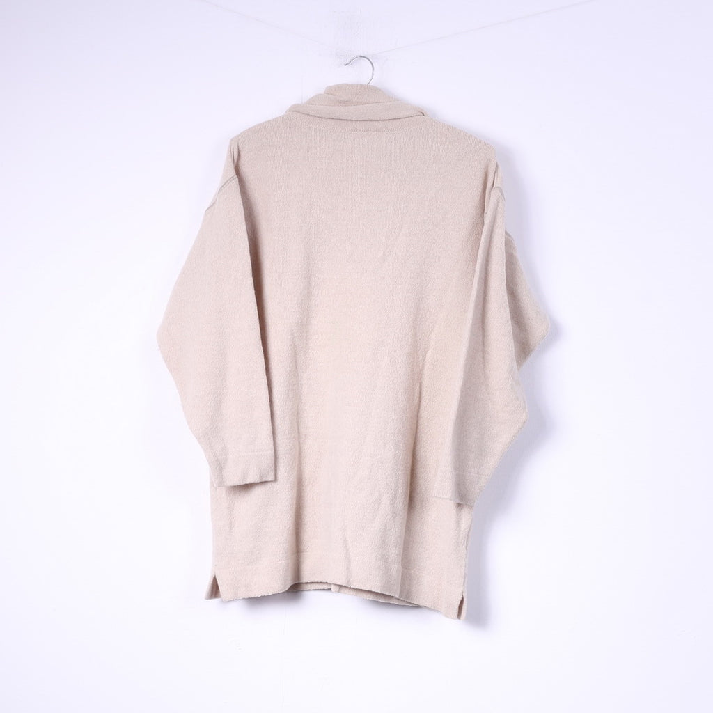 Ulla Popken Women XL Jumper Turtle Neck Beige Merino Wool Acrylic Pocket Top