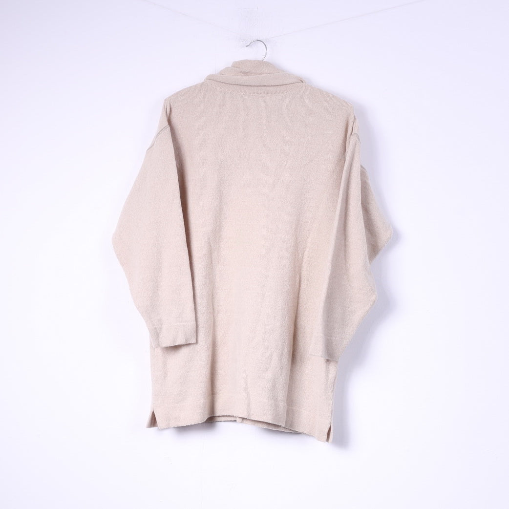 Ulla Popken Women XL Jumper Turtle Neck Beige Merino Wool Acrylic Pocket Top