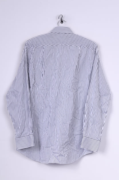 Charles Tyrwhitt Mens 41 16 M Casual Shirt White Cotton Striped Long Sleeve