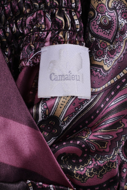 Camaieu Womens 10 38 Midi Dress Purple Soft Multi Printed Summer