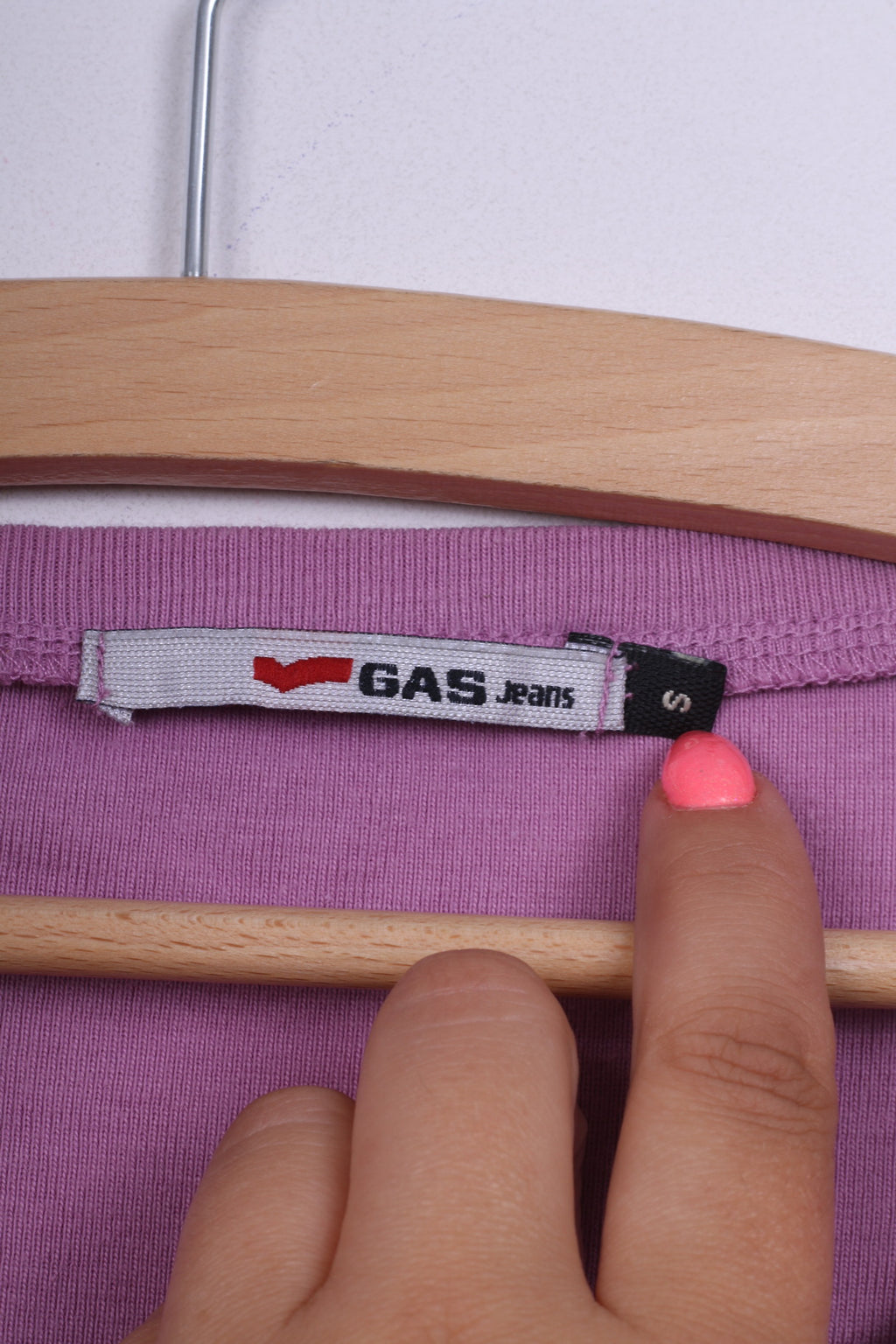 Gas Jeans Womens S Shirt Lilac Long Sleeve V Neck Cotton Popper Button