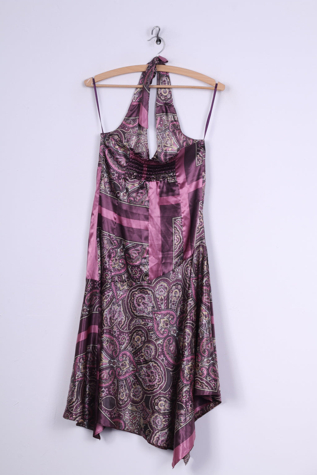 Camaieu Womens 10 38 Midi Dress Purple Soft Multi Printed Summer