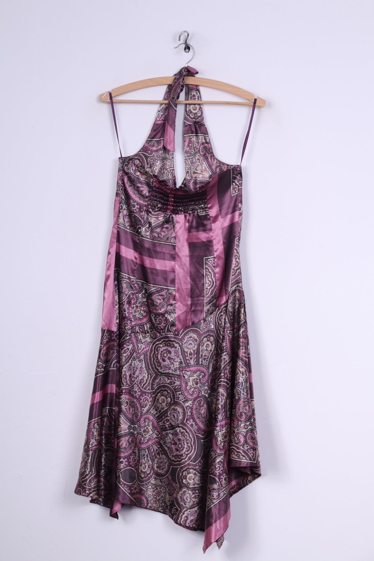 Camaieu Womens 10 38 Midi Dress Purple Soft Multi Printed Summer
