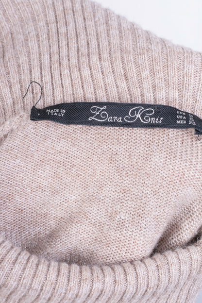 Zara Knit Women's S Jumper Beige Turtle Neck Italy Soft Sweater - RetrospectClothes