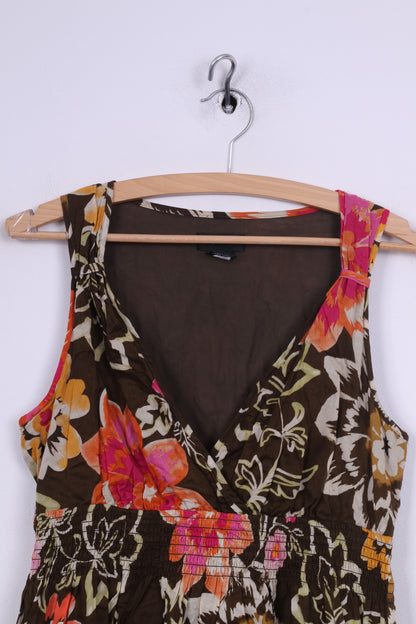 Spense Robe mi-longue 8 S en coton marron imprimé floral pour femme 