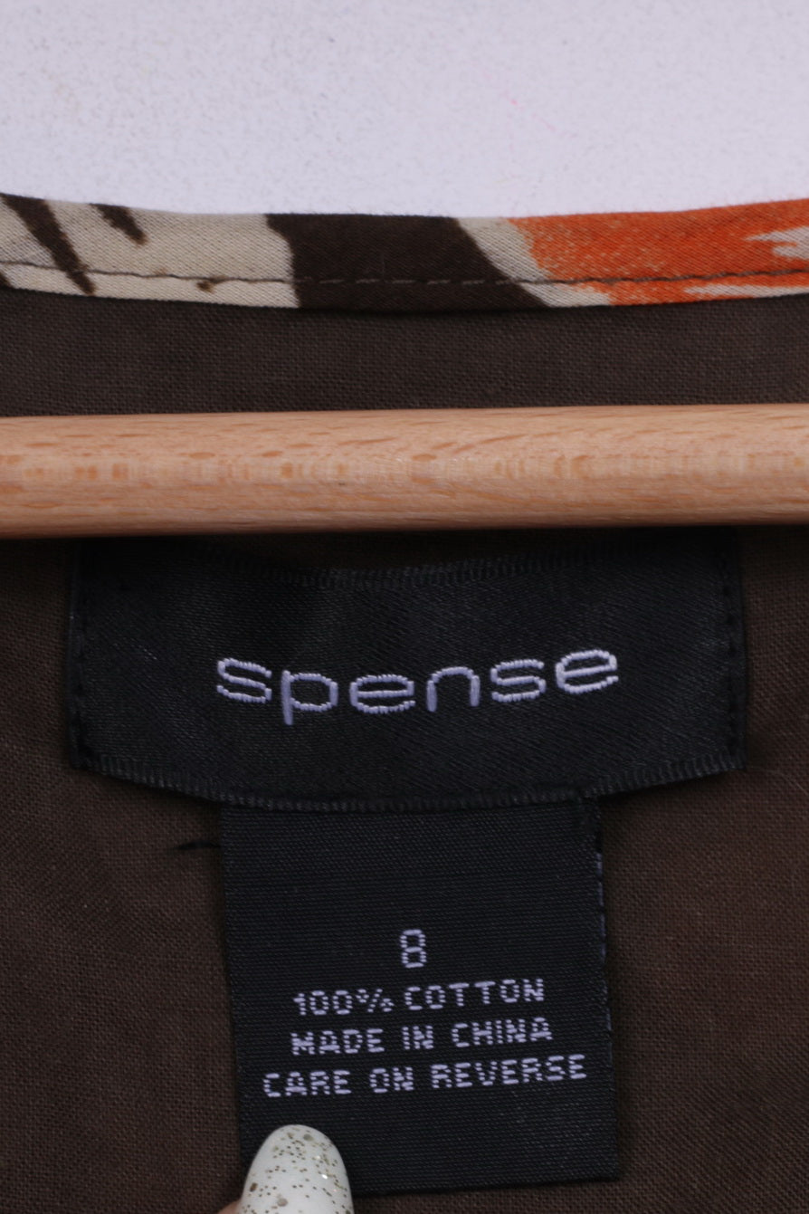 Spense Womens 8 S Midi Dress Brown Cotton Floral Print Summer