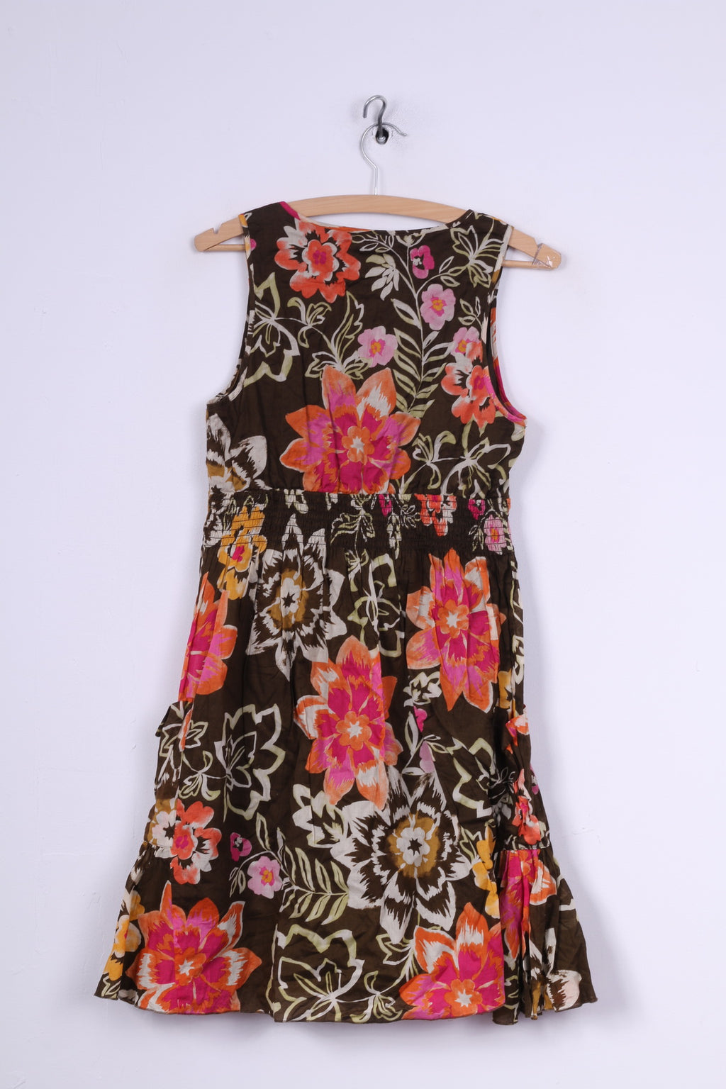 Spense Womens 8 S Midi Dress Brown Cotton Floral Print Summer